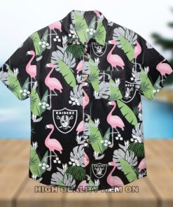 NFL Las Vegas Raiders Flamingo Black Hawaiian Shirt