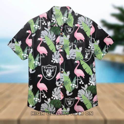 NFL Las Vegas Raiders Flamingo Black Hawaiian Shirt