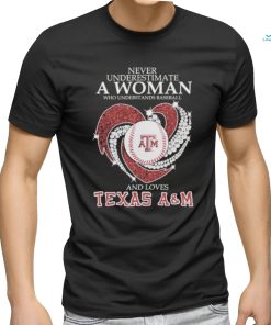 Never Underestimate A Woman Who Understands Baseball And Loves Texas A&M Aggies Diamonds Shirt