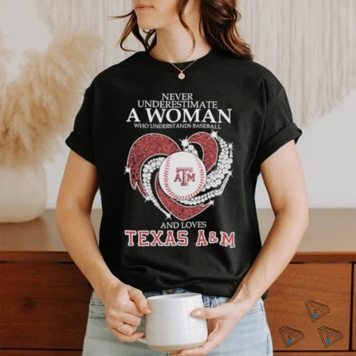 Never Underestimate A Woman Who Understands Baseball And Loves Texas A&M Aggies Diamonds Shirt
