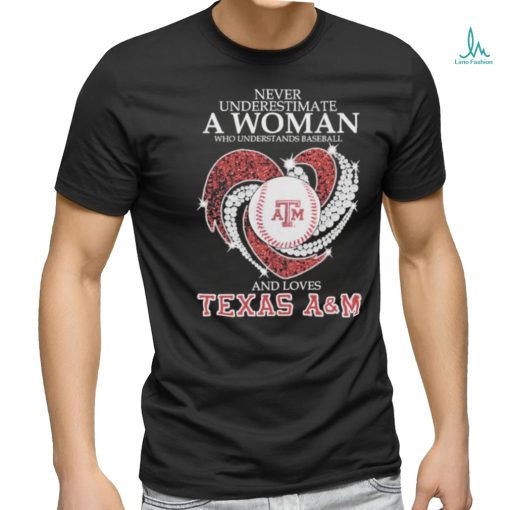 Never underestimate a Woman who understand baseball and love Texas A&M Aggies diamond 2024 Shirt