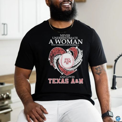 Never underestimate a Woman who understand baseball and love Texas A&M Aggies diamond 2024 Shirt