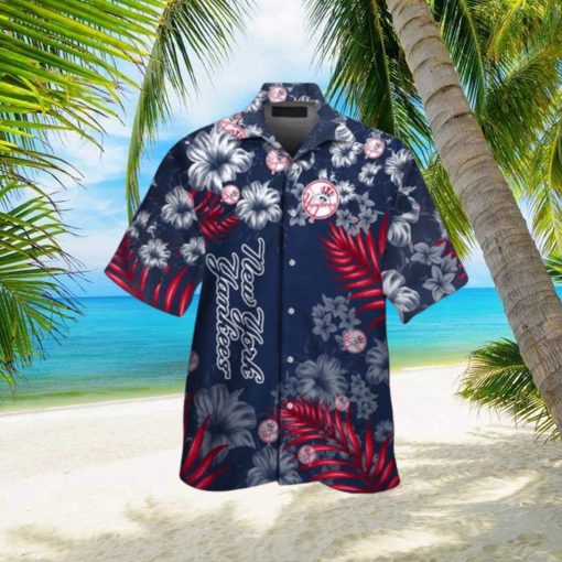 New York Yankees MLB Flower Short Sleeve Button Up Tropical Hawaiian Shirt