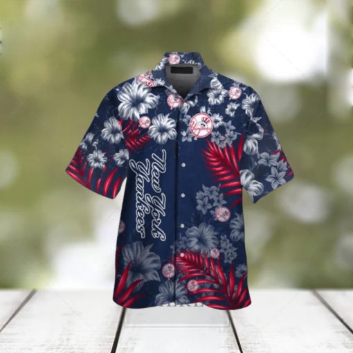 New York Yankees MLB Flower Short Sleeve Button Up Tropical Hawaiian Shirt