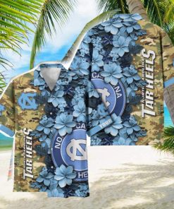 North Carolina Tar Heels Custom Name Personalized Camo Flower Pattern Hawaiian Shirt