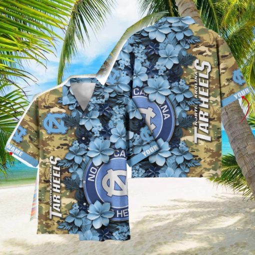 North Carolina Tar Heels Custom Name Personalized Camo Flower Pattern Hawaiian Shirt