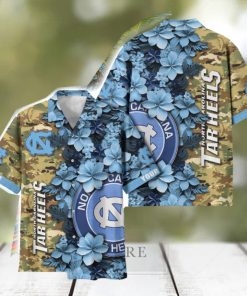 North Carolina Tar Heels Custom Name Personalized Camo Flower Pattern Hawaiian Shirt