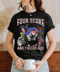 Official 4th of July Drinking Beer Patriot Four Score and 7 Beers Ago T Shirt