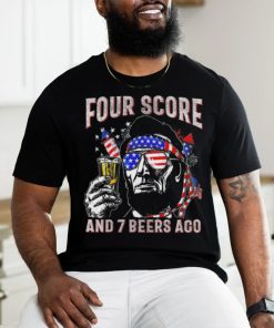 Official 4th of July Drinking Beer Patriot Four Score and 7 Beers Ago T Shirt