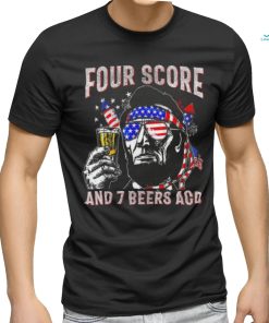 Official 4th of July Drinking Beer Patriot Four Score and 7 Beers Ago T Shirt