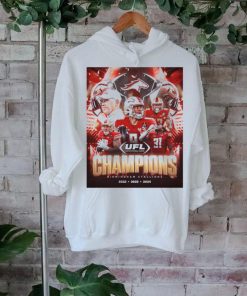 Official Birmingham Stallions Three Peat And First Ever UFL Champions 2022 2024 Players Poster t shirt