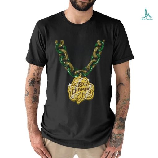 Official Boston Celtics Basketball Champions Shamrock Chain 18x Champs Shirt