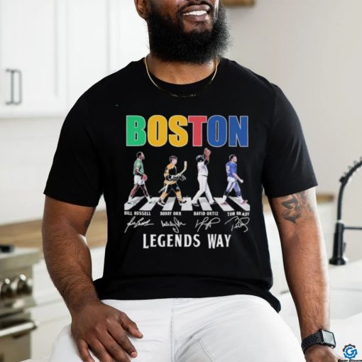 Official Boston Celtics Bill Russell Bruins Bobby Orr Red Sox Ortiz Patriots Tom Brady T Shirt