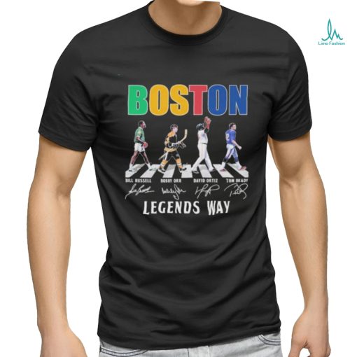 Official Boston Celtics Bill Russell Bruins Bobby Orr Red Sox Ortiz Patriots Tom Brady T Shirt