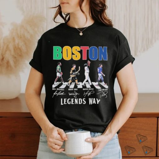 Official Boston Celtics Bill Russell Bruins Bobby Orr Red Sox Ortiz Patriots Tom Brady T Shirt