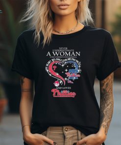 Official Never Underestimate A Woman Who Understands Baseball And Loves Philadelphia Phillies Diamonds My Heart Belongs Shirt