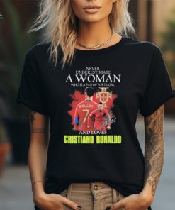 Official Never underestimate a woman who is a fan of Portugal and loves Cristiano Ronaldo signature shirt