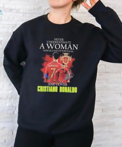 Official Never underestimate a woman who is a fan of Portugal and loves Cristiano Ronaldo signature shirt