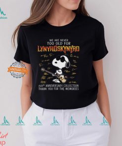 Official Snoopy We are never too old for Lynyrd Skynyrd 60th anniversary Collection signatures shirt