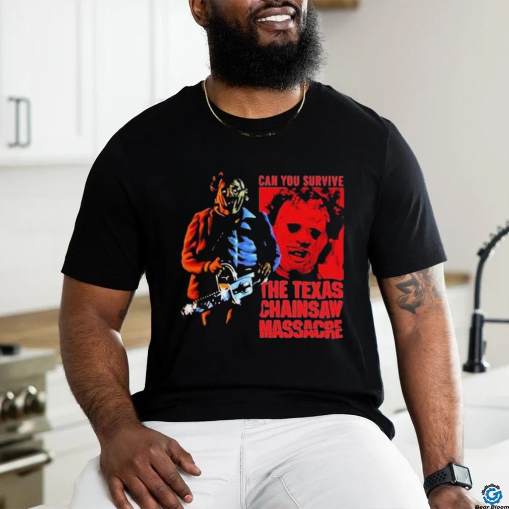 Official Texas Chainsaw Massacre Red Rectangle Leatherface Image Shirt Official Texas Chainsaw Massacre Red Rectangle Leatherface Image Shirt