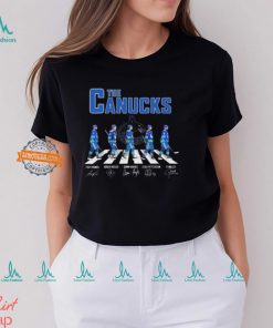 Official The Canucks Abbey Road Filip Hronek Brock Boeser Quinn Hughes Elias Pettersson and J. T. Miller signatures shirt