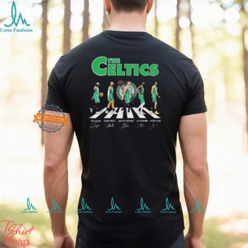 Official The Celtics Abbey Road Jrue Holiday Derrick White Kristaps Porziņģis Jaylen Brown and Jayson Tatum signatures shirt