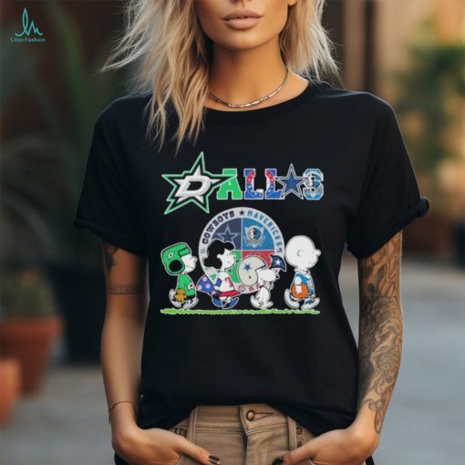 Official The Peanut Movie Characters Dallas Stars, Cowboys, Maverick And Texas Rangers 2024 Season Shirt