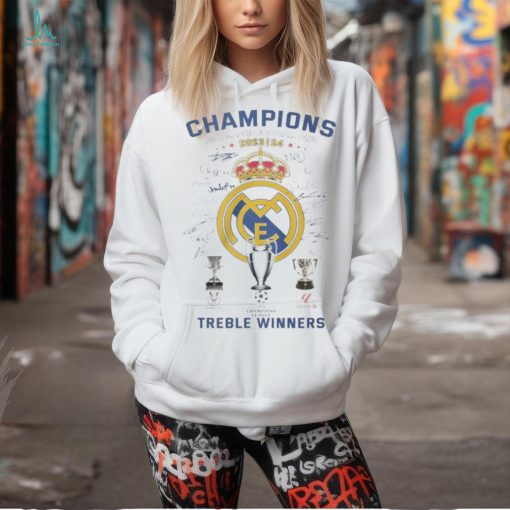 Official real Madrid Treble Winners Champions League Laliga And Copa Del Rey 2024 T Shirt