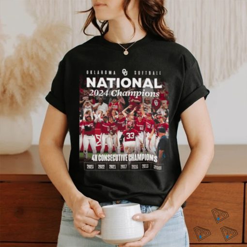 Oklahoma Softball 2024 National Champions 4x Consecutive Champions shirt