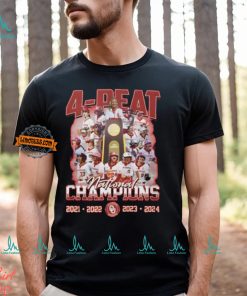 Oklahoma Sooners 4 Peat National Champions 2021 2022 2023 2024 T Shirt