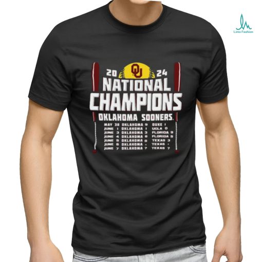 Oklahoma Sooners Women’s Softball 2024 National Champions Schedule shirt