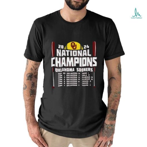 Oklahoma Sooners Women’s Softball 2024 National Champions Schedule shirt