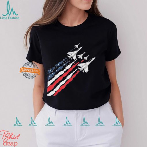 Patriotic Fighter Jet Airplane American Flag Vintage Shirt