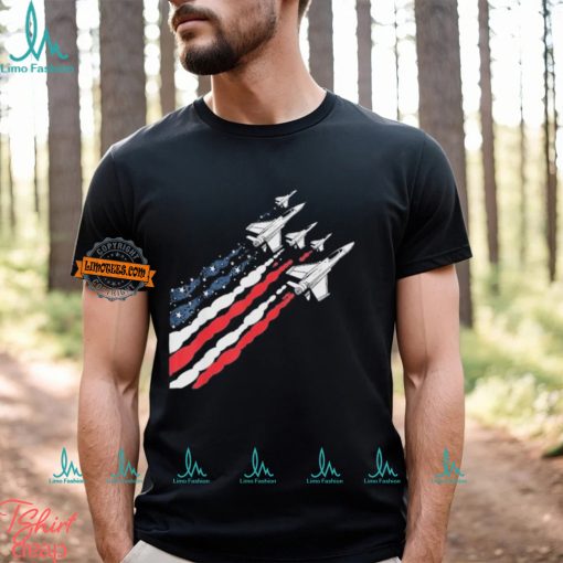 Patriotic Fighter Jet Airplane American Flag Vintage Shirt