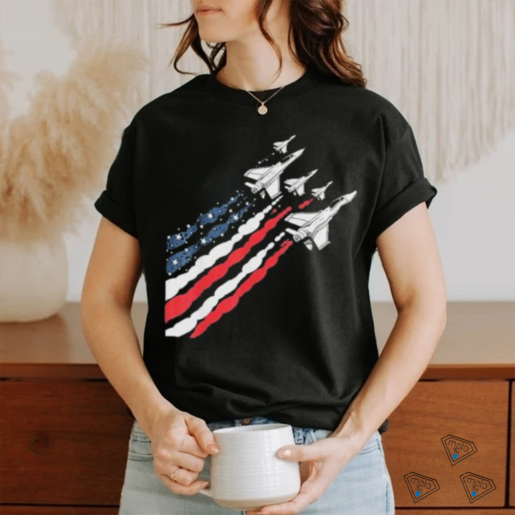 Patriotic Fighter Jet Airplane American Flag Vintage T Shirt