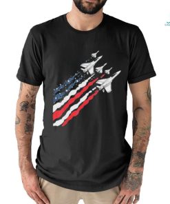 Patriotic Fighter Jet Airplane American Flag Vintage T Shirt