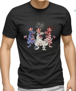 Patriotic Red White Blue T Rex Dinosaur Firework 4Th Of July T Shirt