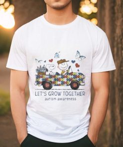 Peanuts Snoopy And Charlie Browns Lets’ Grow Together Autism Awareness Shirt