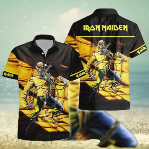 Personalized Iron Maiden Piece of Mind Short Sleeve Button Shirt