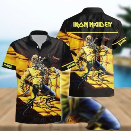 Personalized Iron Maiden Piece of Mind Short Sleeve Button Shirt