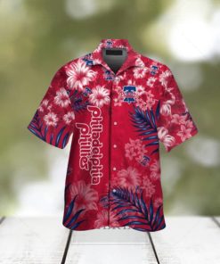 Philadelphia Phillies MLB Flower Short Sleeve Button Up Hawaiian Shirt