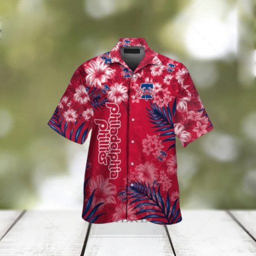 Philadelphia Phillies MLB Flower Short Sleeve Button Up Hawaiian Shirt