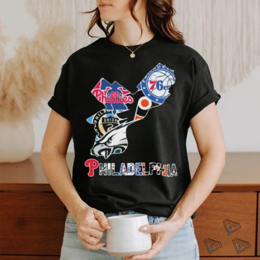 Philadelphia Sports Teams Philadelphia 76ers Philadelphia Phillies Philadelphia Flyers Philadelphia Union and Philadelphia Eagles map shirt