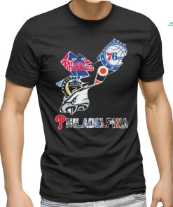 Philadelphia Sports Teams Philadelphia 76ers Philadelphia Phillies Philadelphia Flyers Philadelphia Union and Philadelphia Eagles map shirt