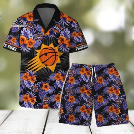Phoenix Suns NBA Team Logo Floral Leaf Pattern Hawaiian Set