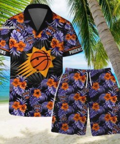 Phoenix Suns NBA Team Logo Floral Leaf Pattern Hawaiian Set