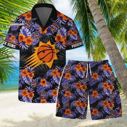 Phoenix Suns NBA Team Logo Floral Leaf Pattern Hawaiian Set
