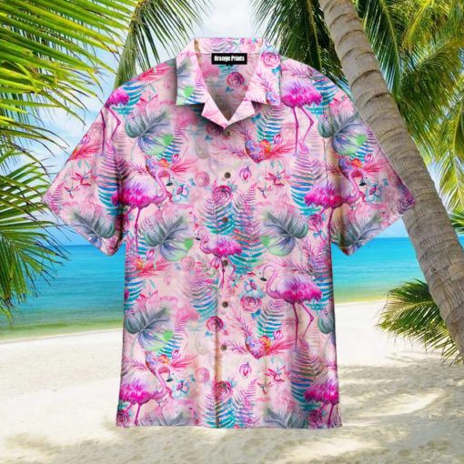 Pink Flamingo Tropical Aloha Hawaiian Shirts For Men For Women