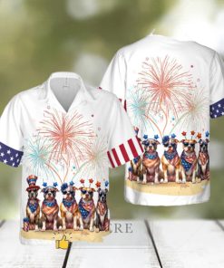 Pit Bull Dog Happy 4th of July Short Sleeve Hawaiian Shirt