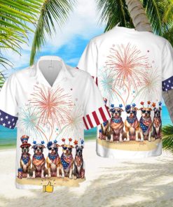 Pit Bull Dog Happy 4th of July Short Sleeve Hawaiian Shirt